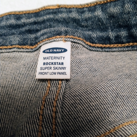 Old Navy Maternity Front Low Panel Rockstar Skinny Ripped Jeans Long Size 12 - Picture 7 of 9